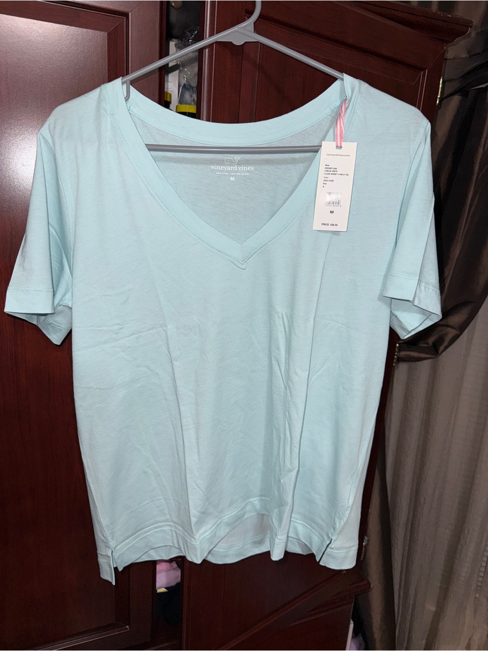 Vineyard Vines Light Aqua V-Neck Short Sleeve Tee
